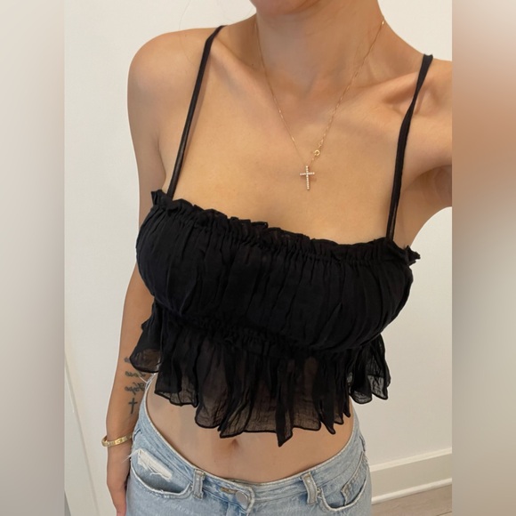 Free people Black crop top with adjustable straps - Picture 2 of 3